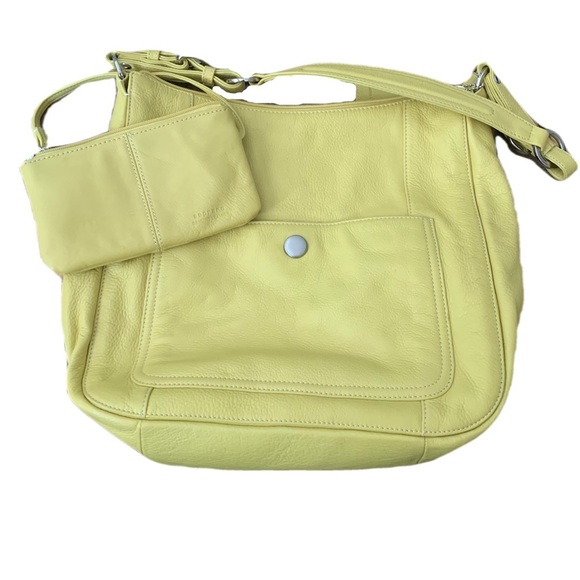 Soprano Handbags - Vintage Soprano Genuine Leather Yellow Handbag with Pouch